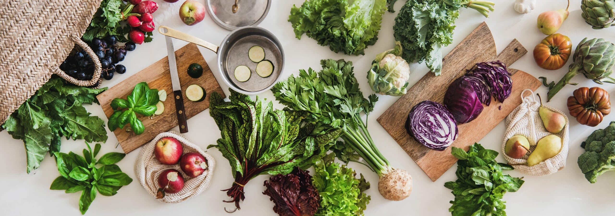 Fresh seasonal food on a kitchen table — photo-friendly meals for macro and calorie tracking